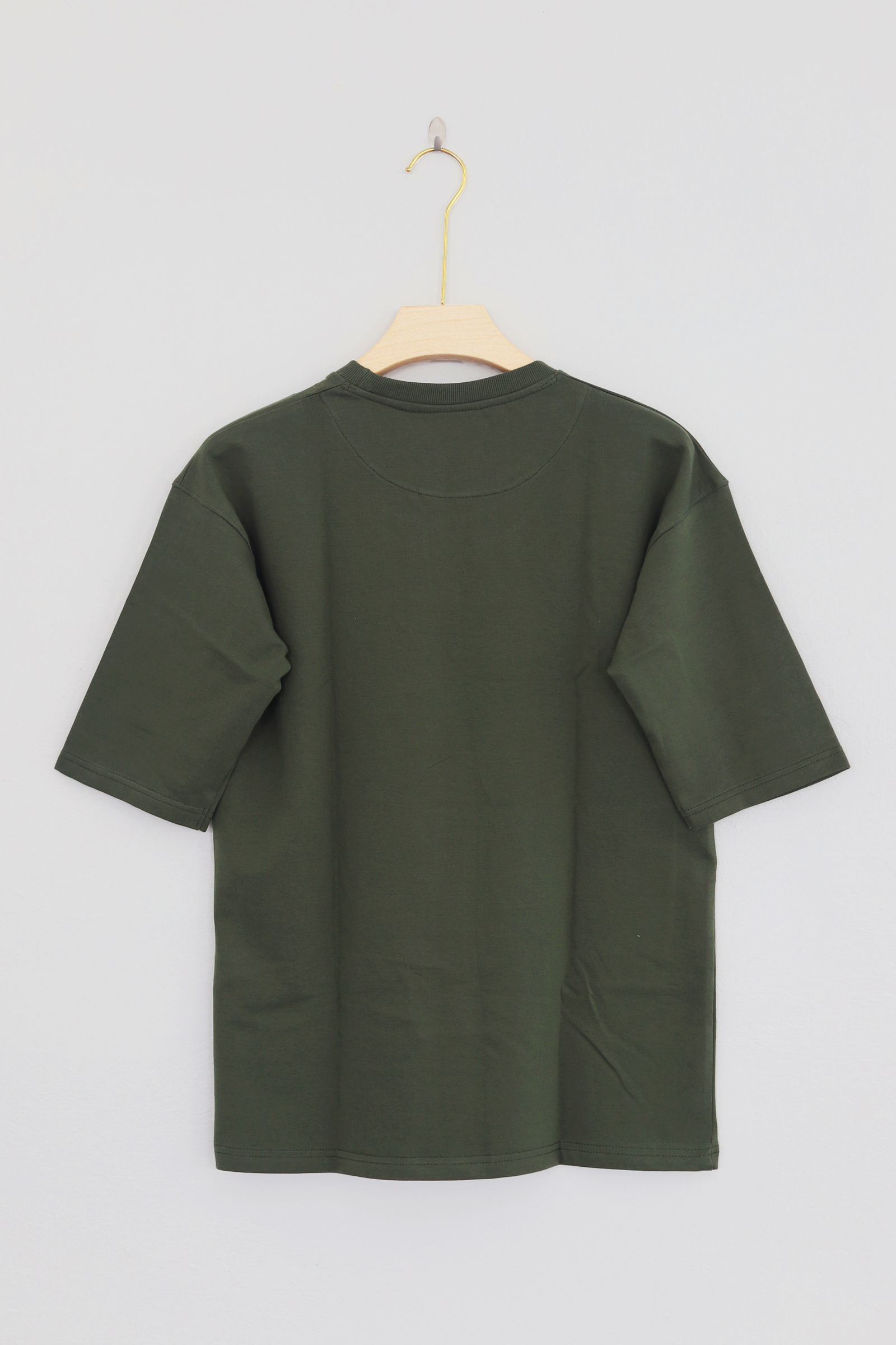 Cotton  Highsleeve Plain T-Shirt(Olive Green)